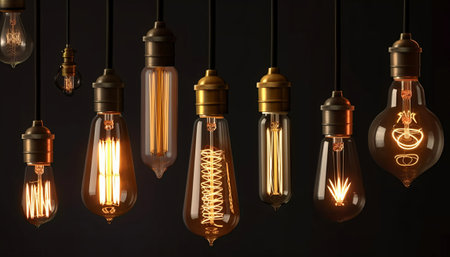 Vintage edison light bulbs. Idea concept. 3D Renderingの素材