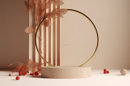 3d render of abstract minimal geometric forms. Glossy luxury podium for your design.の素材