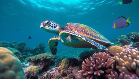 Hawaiian Green Sea Turtle (Chelonia mydas) in the Red Seaの素材