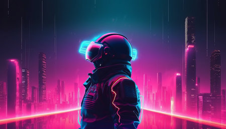 Astronaut in futuristic space suit. Sci-fi concept. 3D Renderingの素材