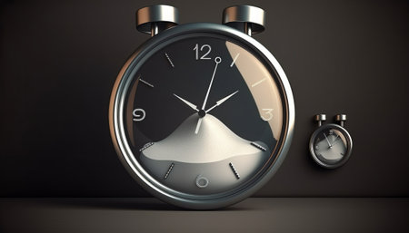 Stopwatch on black background. 3D illustration. 3D rendering.の素材