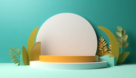Abstract minimal scene with geometrical forms. 3d render backgroundの素材