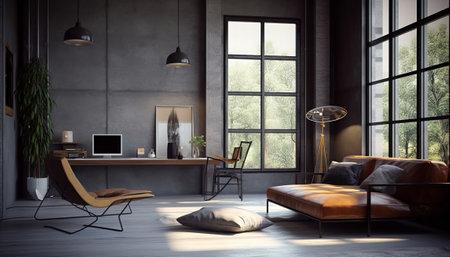 Modern bright interiors 3D rendering illustration computer generated image not photosの素材