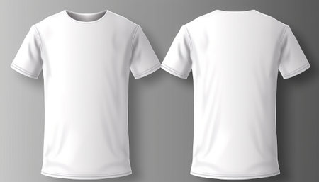White t-shirt template. Front and back view. Vector illustrationの素材
