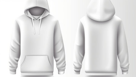 Realistic Detailed 3d Blank White Hoodie Mockup. Vectorの素材