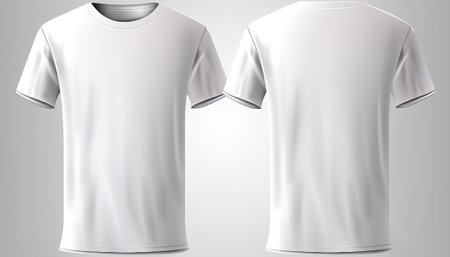 Blank white t-shirt template, front and back view.の素材