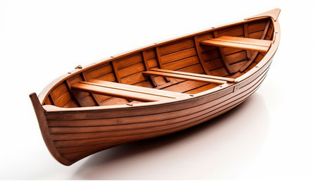 Wooden boat isolated on white background. 3D illustration. Series.の素材