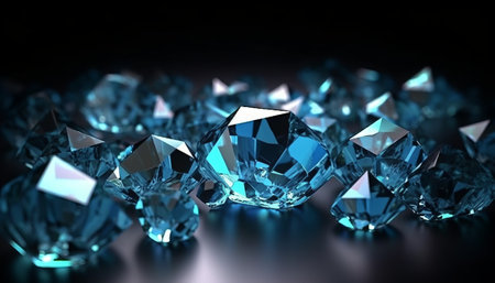 Diamonds on a dark background. 3d rendering, 3d illustration.の素材