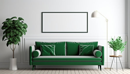 Mock up poster frame in modern interior background, 3d renderの素材