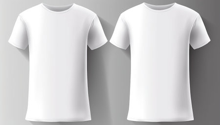 Blank white t-shirt template, front and back view, vector illustrationの素材