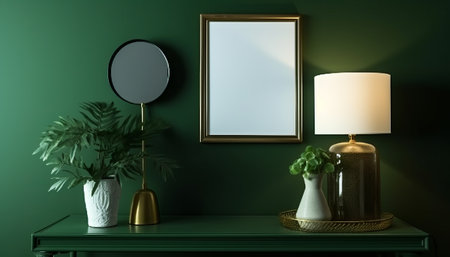 Mock up poster frame in interior background. 3D Illustrationの素材