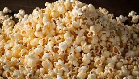 Popcorn in a bowl on a wooden background. Close-up.の素材