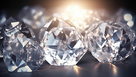 Close up of diamonds. 3d rendering toned image double exposureの素材