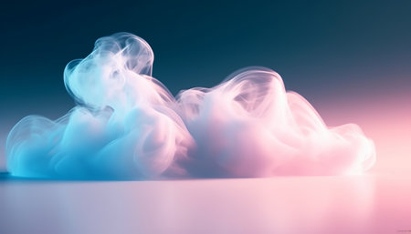 Abstract blue and pink smoke on a dark background. 3d renderingの素材