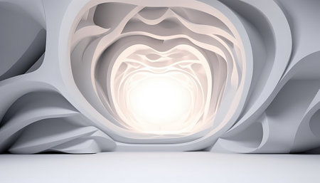 Abstract 3d rendering of empty room interior. Futuristic architecture background.の素材