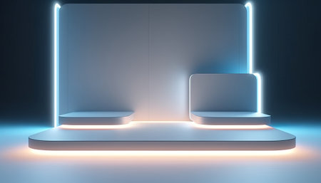 Pedestal for display,Platform for design,Blank product stand,Minimal scene,3d renderの素材