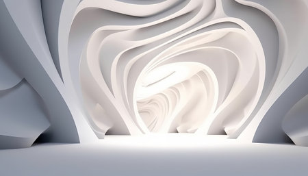 Abstract white interior background. 3d render, 3d illustration.の素材