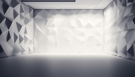 Abstract white interior with empty wall and light. 3D Renderingの素材