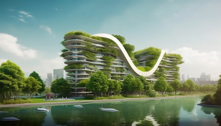Modern architecture and skyscrapers in the city. 3d renderingの素材