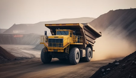 Dump truck in an open pit mine. 3D Renderingの素材