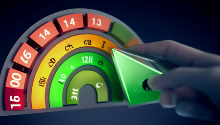 Digital composite of Composite image of hand pointing at speedometer showing 100 percentの素材