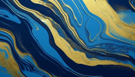 Blue and gold marbling pattern. Golden marble liquid texture. Vector illustrationの素材