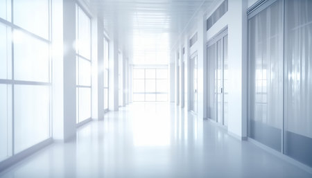 Empty office interior with white walls and floor. 3D Renderingの素材