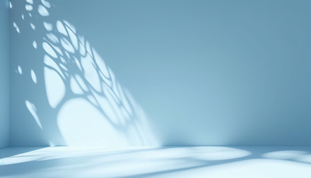 Abstract blue interior with shadow on the wall. 3D rendering.の素材