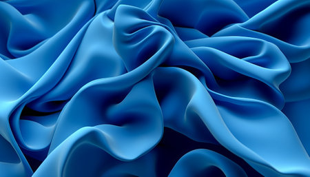 Abstract background of blue silk fabric. 3d rendering, 3d illustration.の素材