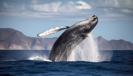 Humpback whale in the ocean. Tenerife. Canary Islands. Spain.の素材