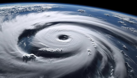 A view of the planet Earth from space during a sunny day.の素材