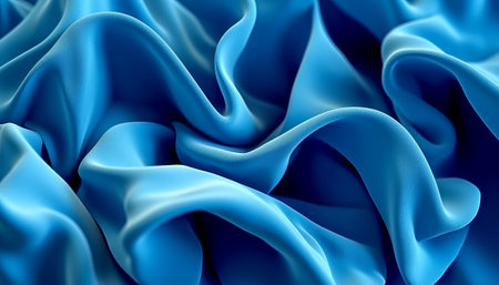 abstract background of blue silk or satin luxury cloth texture. 3d render illustrationの素材
