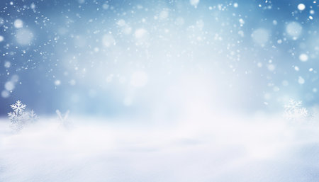 Winter background with snowflakes and bokeh lights. Christmas background.の素材