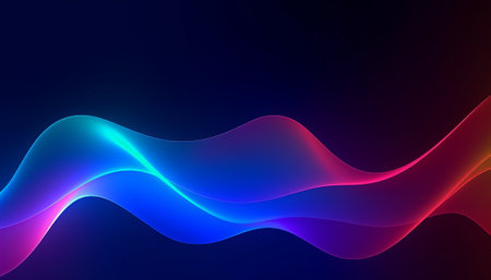 Abstract background with blue and purple wavy lines. Vector illustration.の素材
