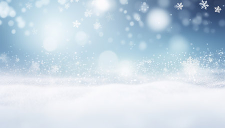 Winter background with snowflakes and bokeh. Vector illustration.の素材