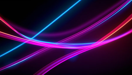 Abstract background with glowing neon lines. Vector illustration. Eps 10.の素材