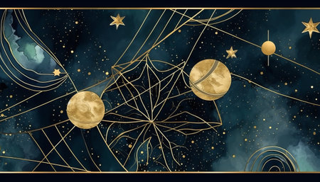 Halloween background with spider web, moon and stars. Vector illustration.の素材