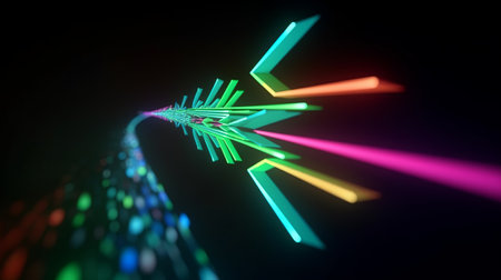 3d rendering of abstract fractal background. Beautiful glowing neon lines.の素材