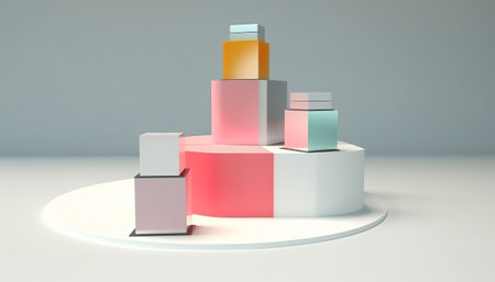3d render of podium with cream and lotion in pastel colorsの素材