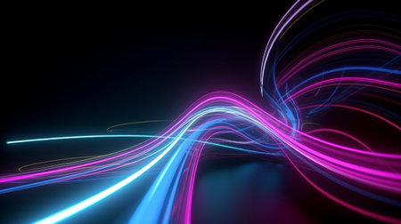 abstract background with glowing lines and bokeh, 3d renderの素材