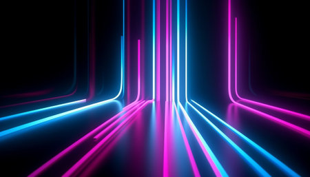 3d render, abstract background, neon lines, ultraviolet light, ultraviolet lightの素材