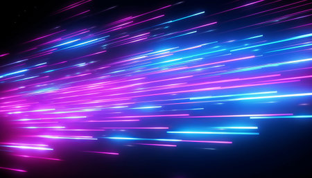 Futuristic technology background design with glowing lines and bokehの素材
