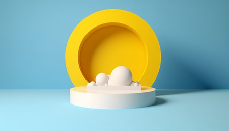 3d render of abstract minimal geometric forms. Glossy luxury podium for your design.の素材
