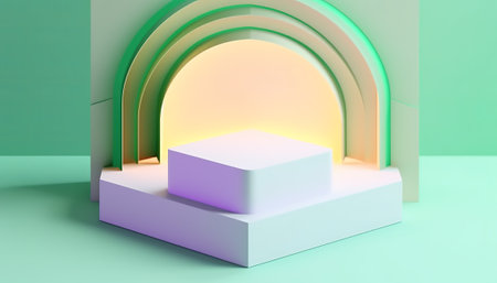3d render, abstract minimal geometric background, primitive forms, pastel colorsの素材
