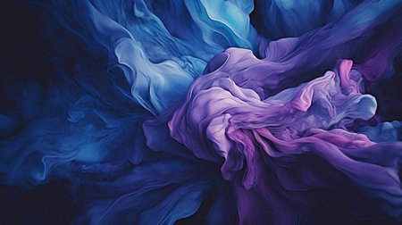 Abstract background of acrylic paint in blue and purple tones. Digital painting.の素材