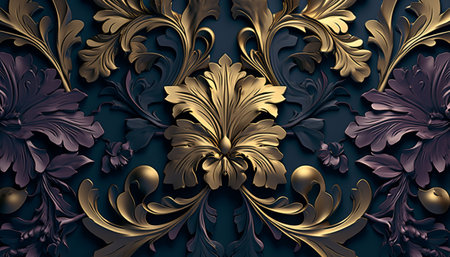 3D illustration, 3D renderingrative background, black and goldの素材