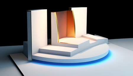 3d rendering of abstract geometric forms, podium for your design.の素材