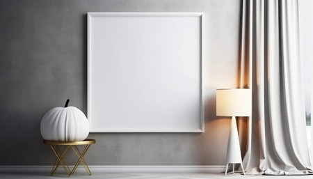 Mock up poster frame in modern interior background, 3d renderの素材