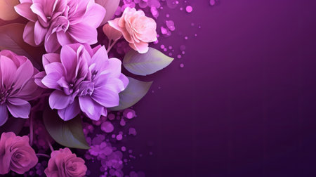 Purple background with pink dahlia flowers. Vector illustration.の素材