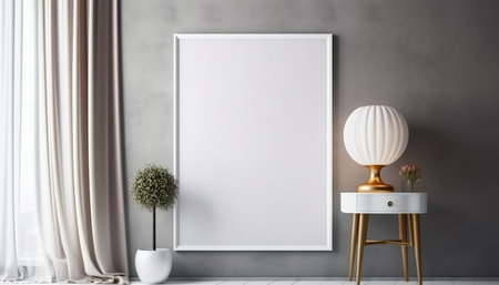 Mock up poster frame in modern interior background, 3d renderの素材